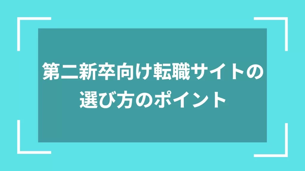 第二新卒向け転職サイトの選び方のポイント