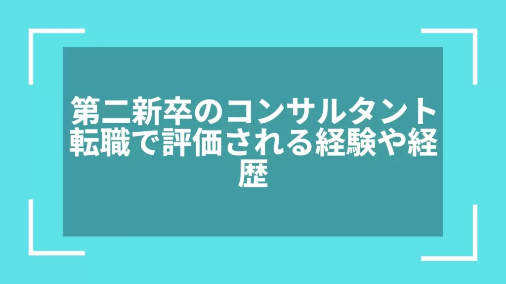 第二新卒のコンサルタント転職で評価される経験や経歴