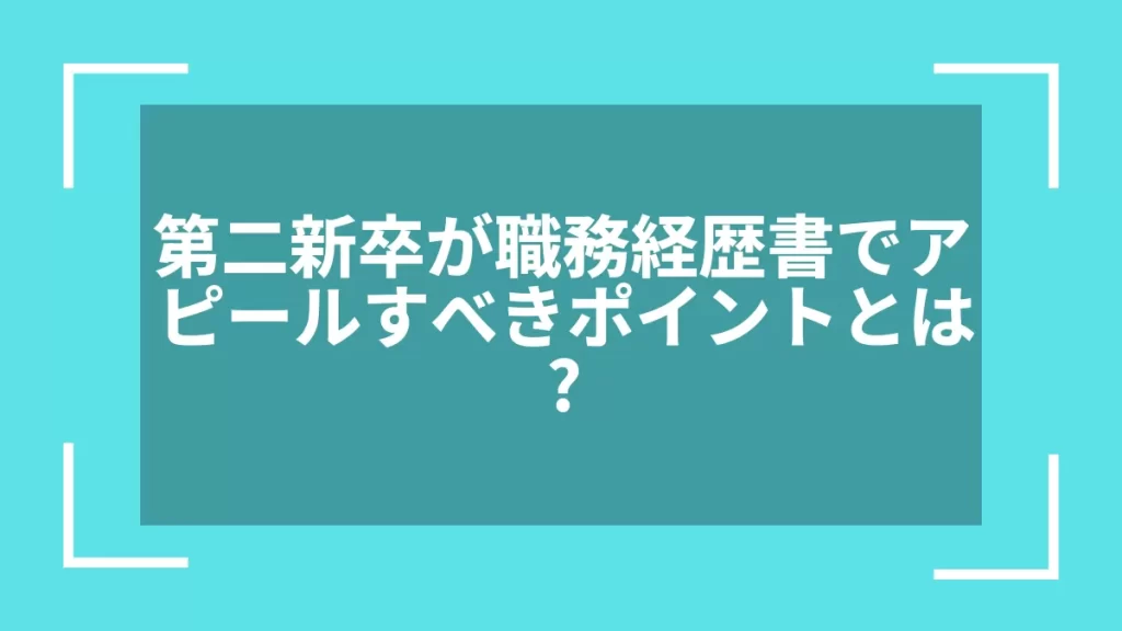 第二新卒が職務経歴書でアピールすべきポイントとは？