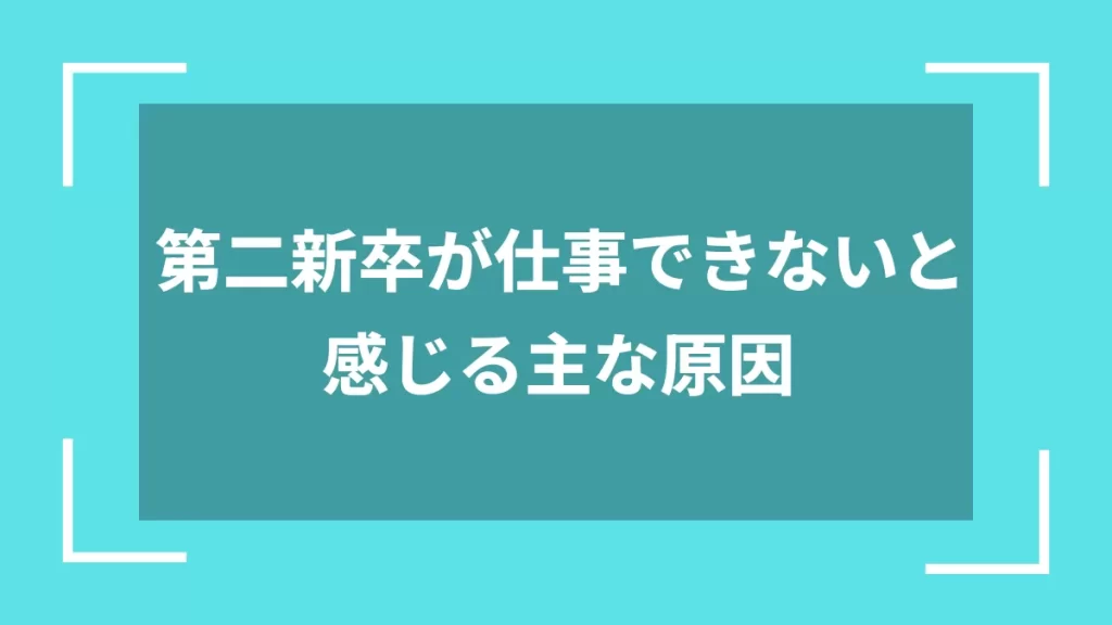 第二新卒が仕事できないと感じる主な原因